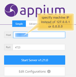 start appium server from command line windows