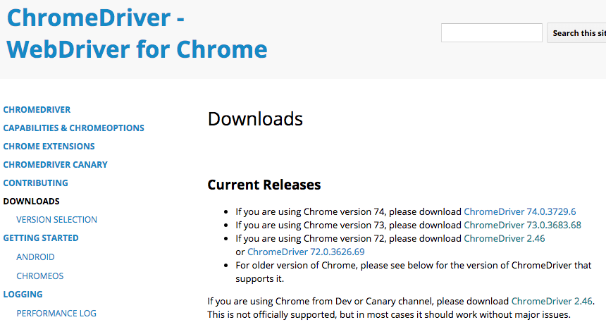 latest chromedriver download