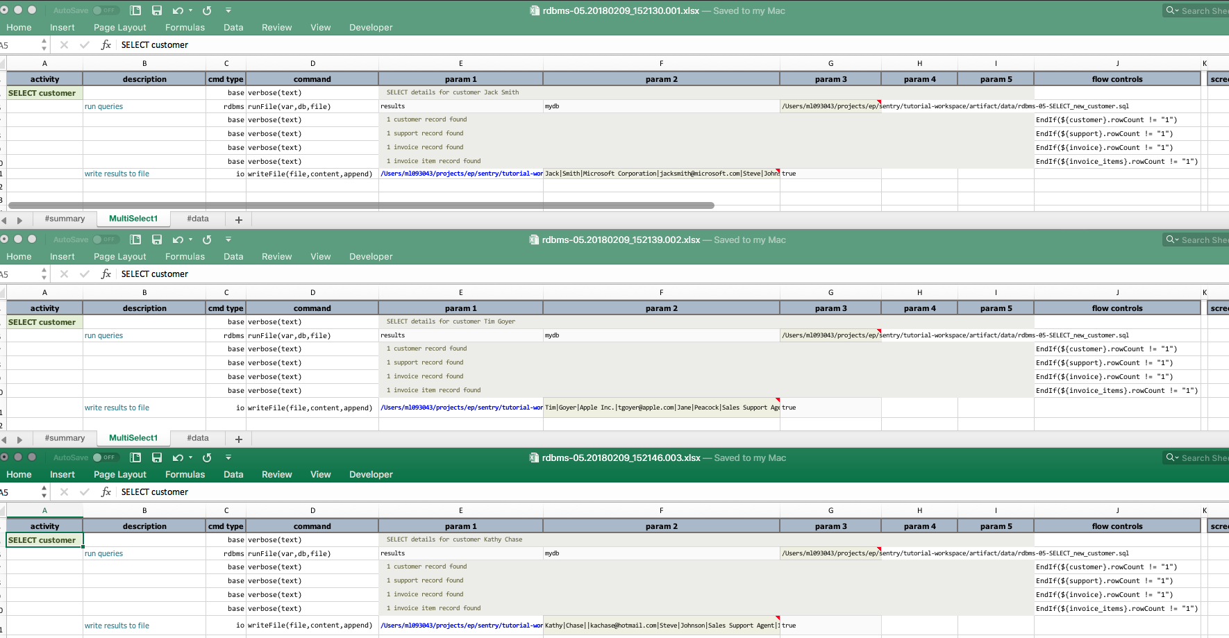 multisql iteration output